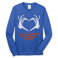 I Love Matching Funny Halloween Couples Skeleton Hand Heart Gift Tall Long Sleeve T-Shirt