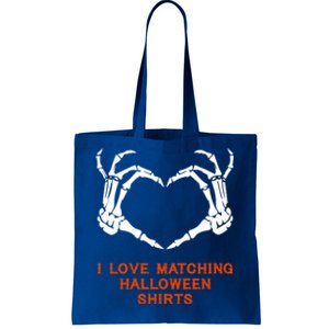 I Love Matching Funny Halloween Couples Skeleton Hand Heart Gift Tote Bag