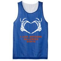 I Love Matching Funny Halloween Couples Skeleton Hand Heart Gift Mesh Reversible Basketball Jersey Tank