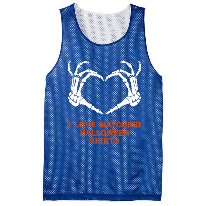 I Love Matching Funny Halloween Couples Skeleton Hand Heart Gift Mesh Reversible Basketball Jersey Tank