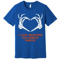 I Love Matching Funny Halloween Couples Skeleton Hand Heart Gift Premium T-Shirt