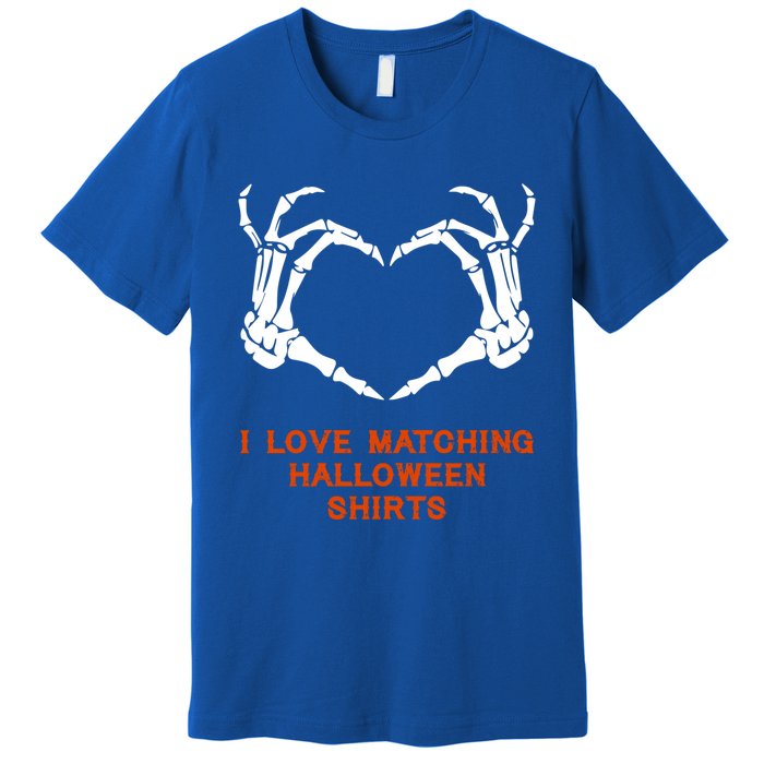 I Love Matching Funny Halloween Couples Skeleton Hand Heart Gift Premium T-Shirt