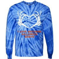 I Love Matching Funny Halloween Couples Skeleton Hand Heart Gift Tie-Dye Long Sleeve Shirt