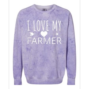 I Love My Farmer Quote Farmers Wife Girlfriend Husband Colorblast Crewneck Sweatshirt