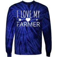 I Love My Farmer Quote Farmers Wife Girlfriend Husband Tie-Dye Long Sleeve Shirt