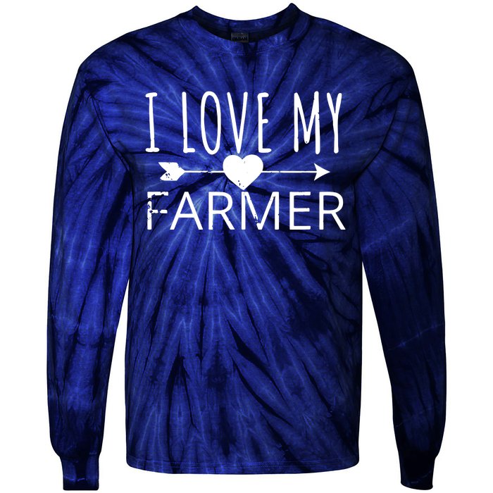 I Love My Farmer Quote Farmers Wife Girlfriend Husband Tie-Dye Long Sleeve Shirt