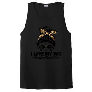 I Love My Dog Standard Poodle Mom Messy Bun Hair Mom Life Gift PosiCharge Competitor Tank