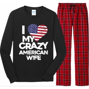 I Love My Crazy American Wife Funny Married Couple Long Sleeve Pajama Set