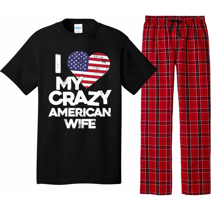 I Love My Crazy American Wife Funny Married Couple Pajama Set