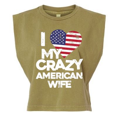 I Love My Crazy American Wife Funny Married Couple Garment-Dyed Women's Muscle Tee