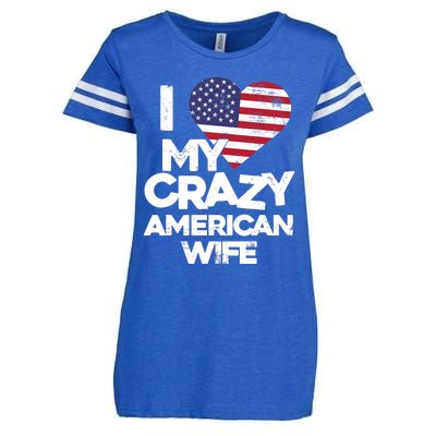 I Love My Crazy American Wife Funny Married Couple Enza Ladies Jersey Football T-Shirt