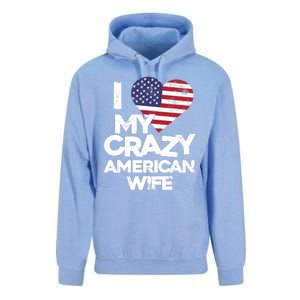 I Love My Crazy American Wife Funny Married Couple Unisex Surf Hoodie