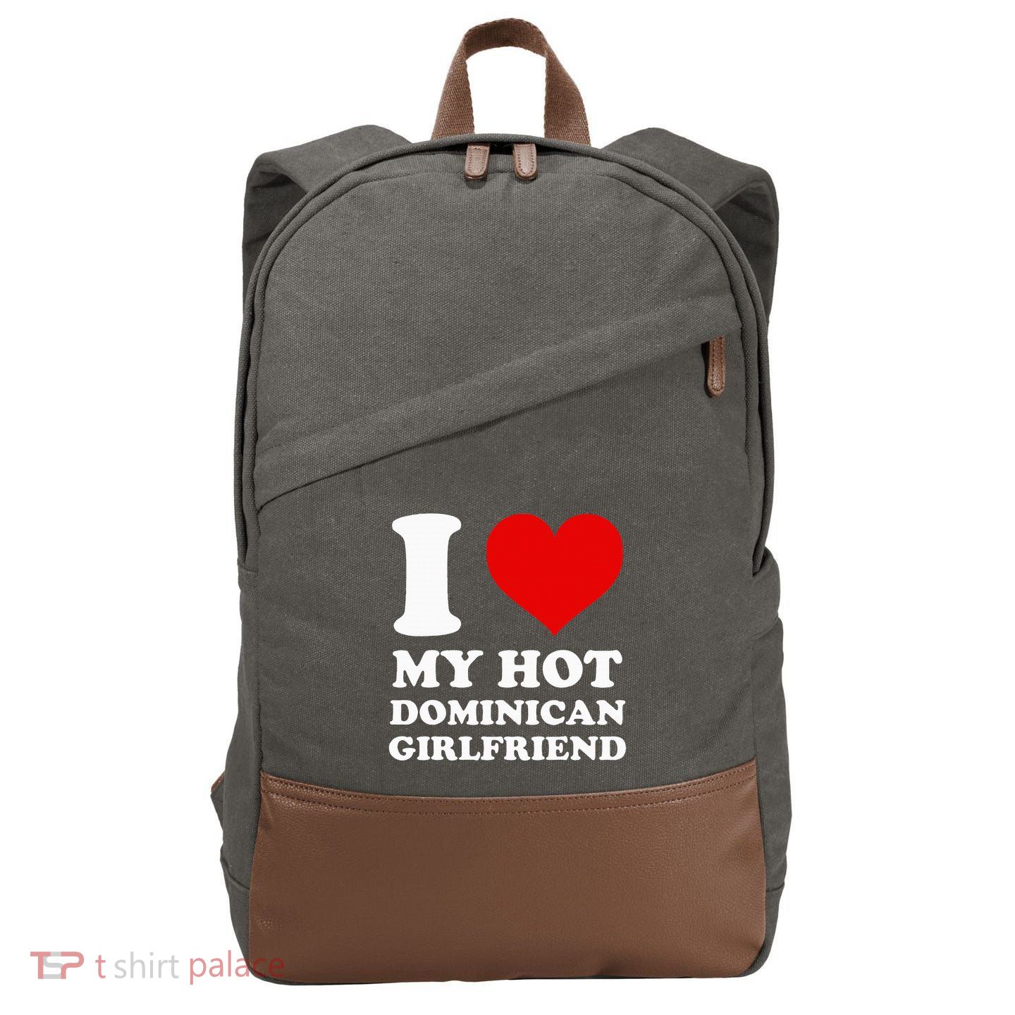 I Love My Hot Dominican Girlfriend I Heart My Dominican Gf Cotton Canvas Backpack