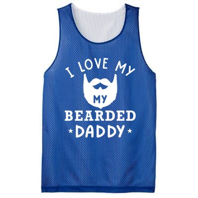 I Love My Bearded Dad Gift For Dad With Beard Father's Day Great Gift Mesh Reversible Basketball Jersey Tank