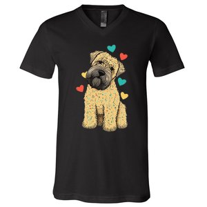 I Love My Soft Coated Wheaten Terrier Dog Valentines Heart V-Neck T-Shirt