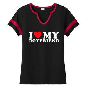 I Love My Boyfriend I Heart My Boyfriend BF Ladies Halftime Notch Neck Tee