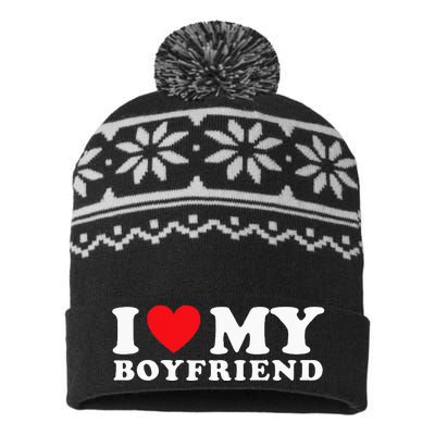 I Love My Boyfriend I Heart My Boyfriend BF USA-Made Snowflake Beanie