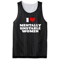 I Love Mentally Unstable  Red Heart Funny Sarcastic Mesh Reversible Basketball Jersey Tank