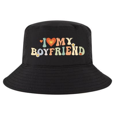 I Love My Boyfriend Groovy Retro I Red Heart My Boyfriend Bf Cool Comfort Performance Bucket Hat