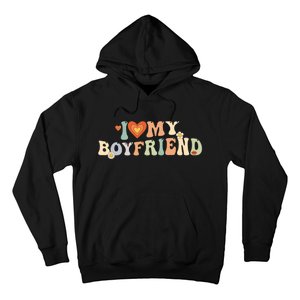 I Love My Boyfriend Groovy Retro I Red Heart My Boyfriend Bf Hoodie