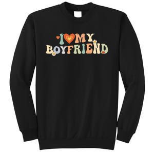 I Love My Boyfriend Groovy Retro I Red Heart My Boyfriend Bf Sweatshirt