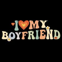 I Love My Boyfriend Groovy Retro I Red Heart My Boyfriend Bf V-Neck T-Shirt
