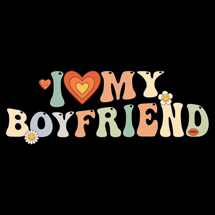 I Love My Boyfriend Groovy Retro I Red Heart My Boyfriend Bf V-Neck T-Shirt