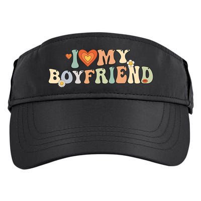 I Love My Boyfriend Groovy Retro I Red Heart My Boyfriend Bf Adult Drive Performance Visor