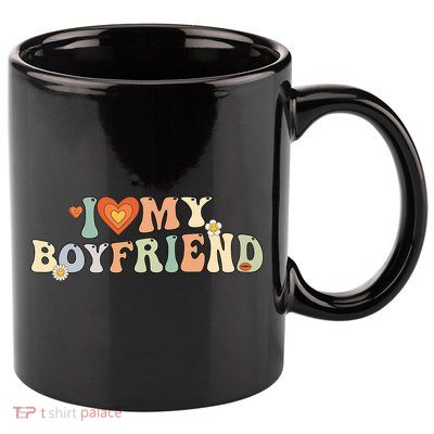 I Love My Boyfriend Groovy Retro I Red Heart My Boyfriend Bf 11oz C Handle Ceramic Mug