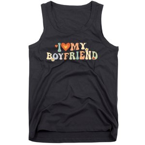 I Love My Boyfriend Groovy Retro I Red Heart My Boyfriend Bf Tank Top