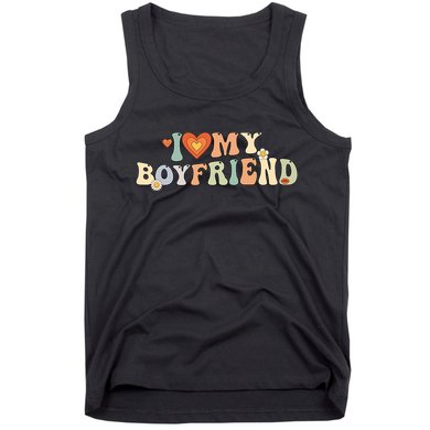 I Love My Boyfriend Groovy Retro I Red Heart My Boyfriend Bf Tank Top