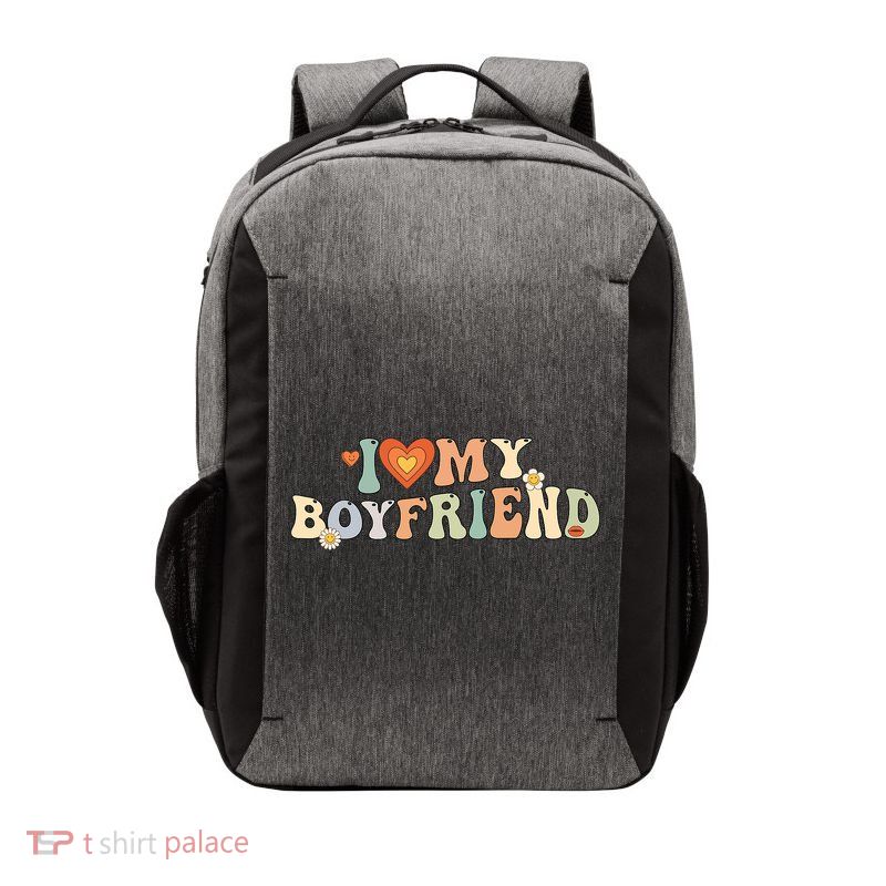 I Love My Boyfriend Groovy Retro I Red Heart My Boyfriend Bf Vector Backpack