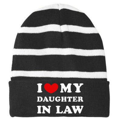 I Love My Daughter In Law Striped Beanie with Solid Band