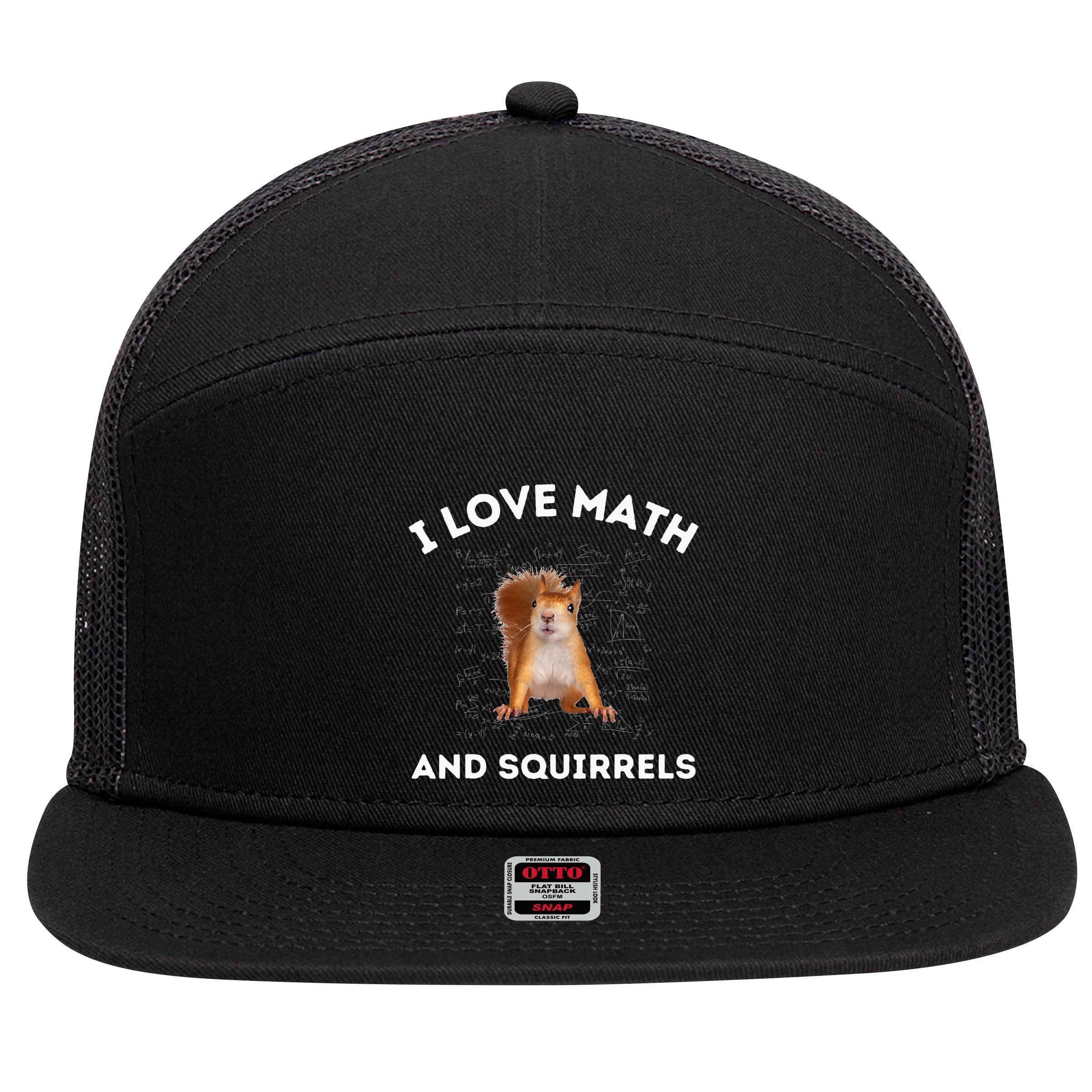 I Love Math And Squirrels Squirrel Lover Algebra Teacher 7 Panel Mesh Trucker Snapback Hat