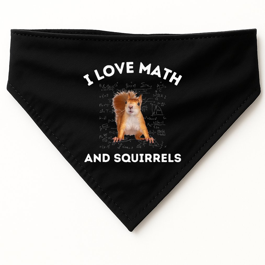 I Love Math And Squirrels Squirrel Lover Algebra Teacher USA-Made Doggie Bandana