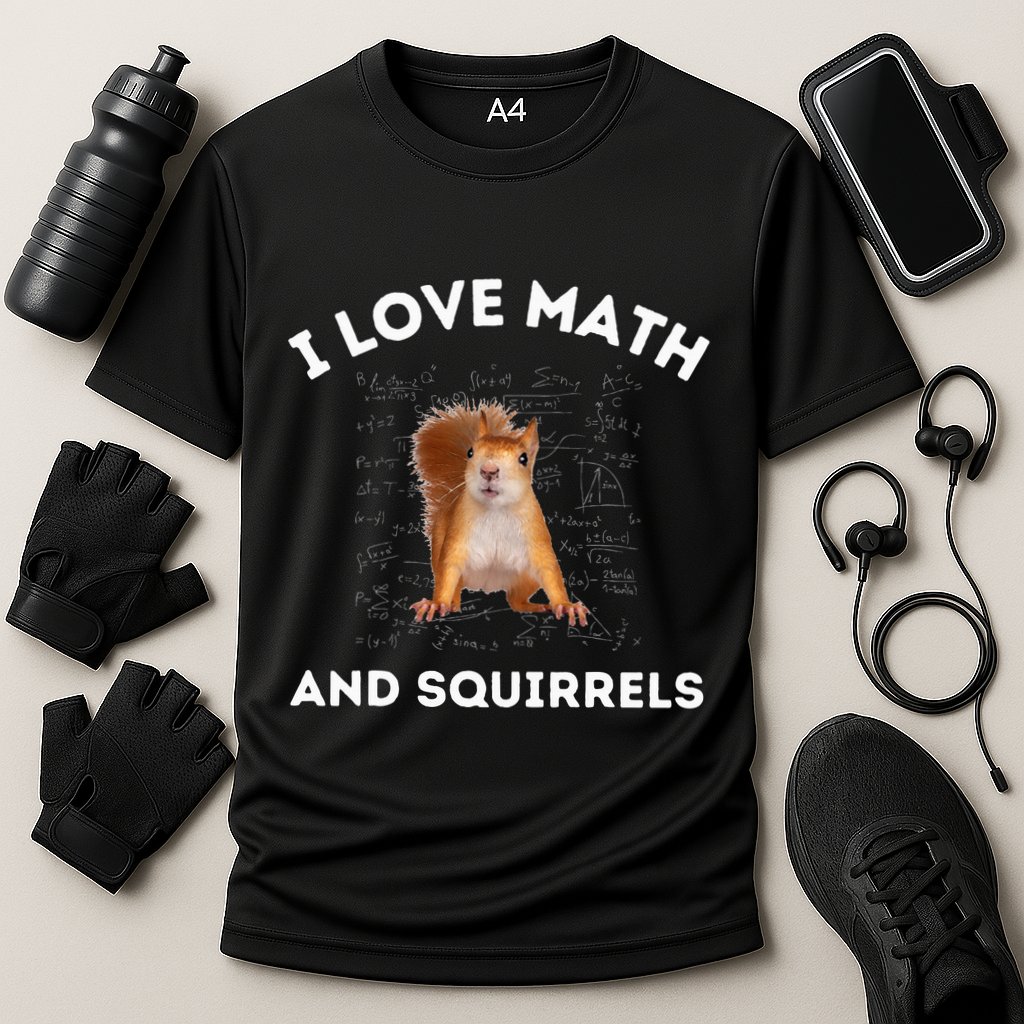 I Love Math And Squirrels Squirrel Lover Algebra Teacher Performance Shirt