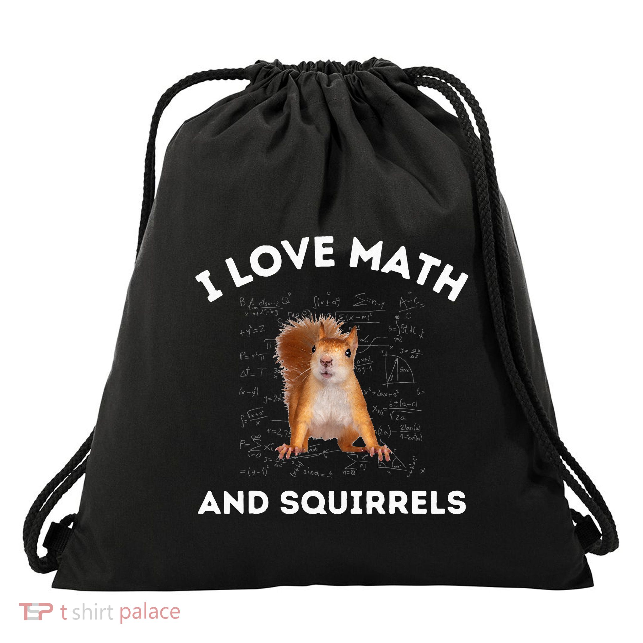I Love Math And Squirrels Squirrel Lover Algebra Teacher Drawstring Bag