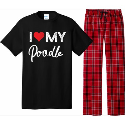 I Love My Poodle Red Heart Gift Beloved Valentines Day Great Gift Pajama Set