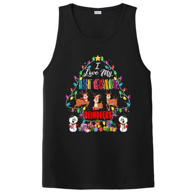 I Love My 1st Grade Reindeers Christmas Light Tree Teacher Funny Gift PosiCharge Competitor Tank