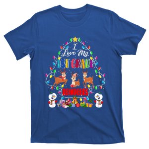 I Love My 1st Grade Reindeers Christmas Light Tree Teacher Funny Gift T-Shirt