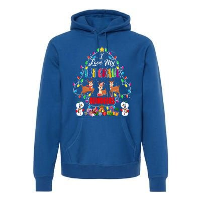 I Love My 1st Grade Reindeers Christmas Light Tree Teacher Funny Gift Premium Hoodie