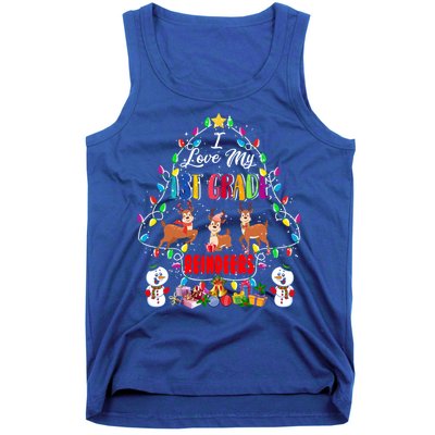 I Love My 1st Grade Reindeers Christmas Light Tree Teacher Funny Gift Tank Top