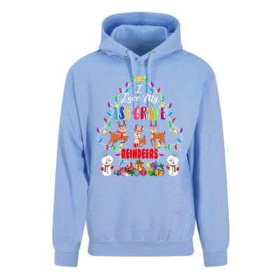 I Love My 1st Grade Reindeers Christmas Light Tree Teacher Funny Gift Unisex Surf Hoodie