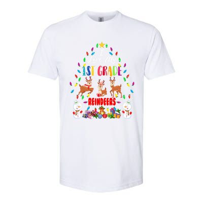 I Love My 1st Grade Reindeers Christmas Light Tree Teacher Funny Gift Softstyle® CVC T-Shirt