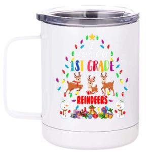 I Love My 1st Grade Reindeers Christmas Light Tree Teacher Funny Gift 12 oz Stainless Steel Tumbler Cup