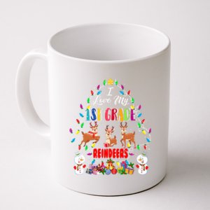 I Love My 1st Grade Reindeers Christmas Light Tree Teacher Funny Gift Coffee Mug