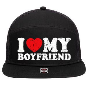 I Love My Boyfriend I Heart My Boyfriend Bf 7 Panel Mesh Trucker Snapback Hat