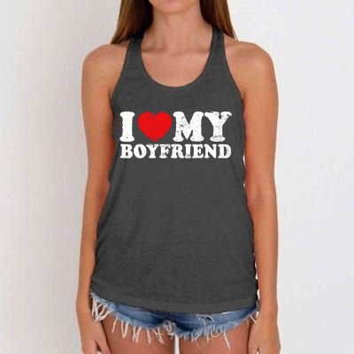 I Love My Boyfriend I Heart My Boyfriend Bf Women's Knotted Racerback Tank