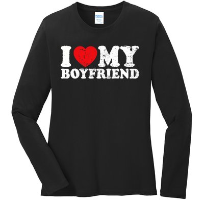 I Love My Boyfriend I Heart My Boyfriend Bf Ladies Long Sleeve Shirt