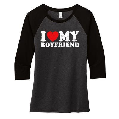 I Love My Boyfriend I Heart My Boyfriend Bf Women's Tri-Blend 3/4-Sleeve Raglan Shirt